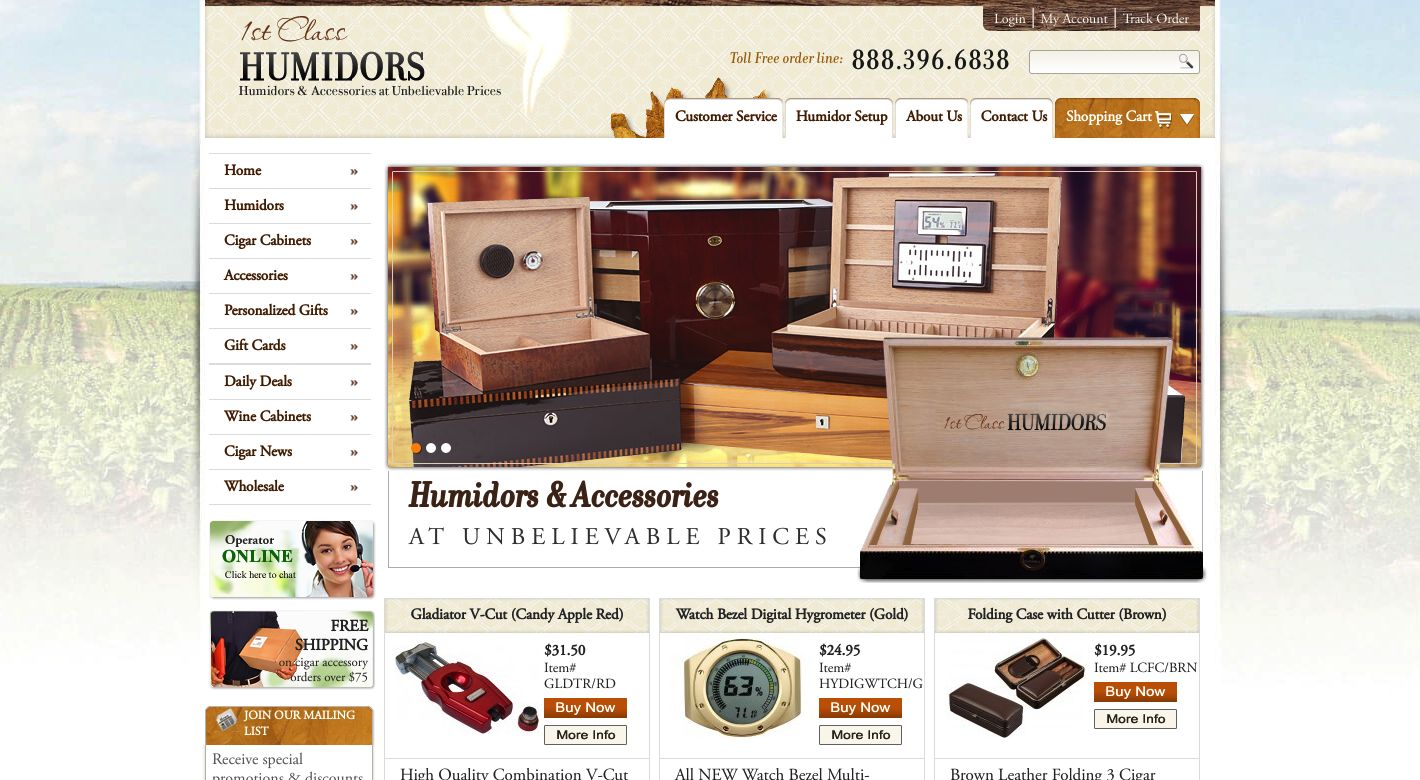1st Class Cigar Humidors Website