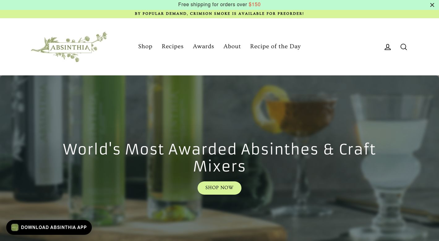 Absinthia’s Bottled Spirits Website