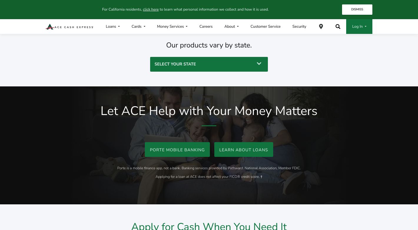 ACE Cash Express Website