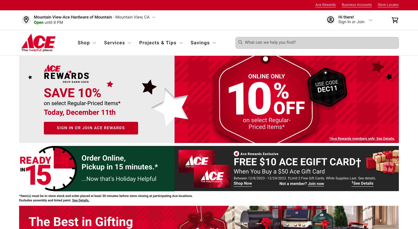 Ace Hardware Website