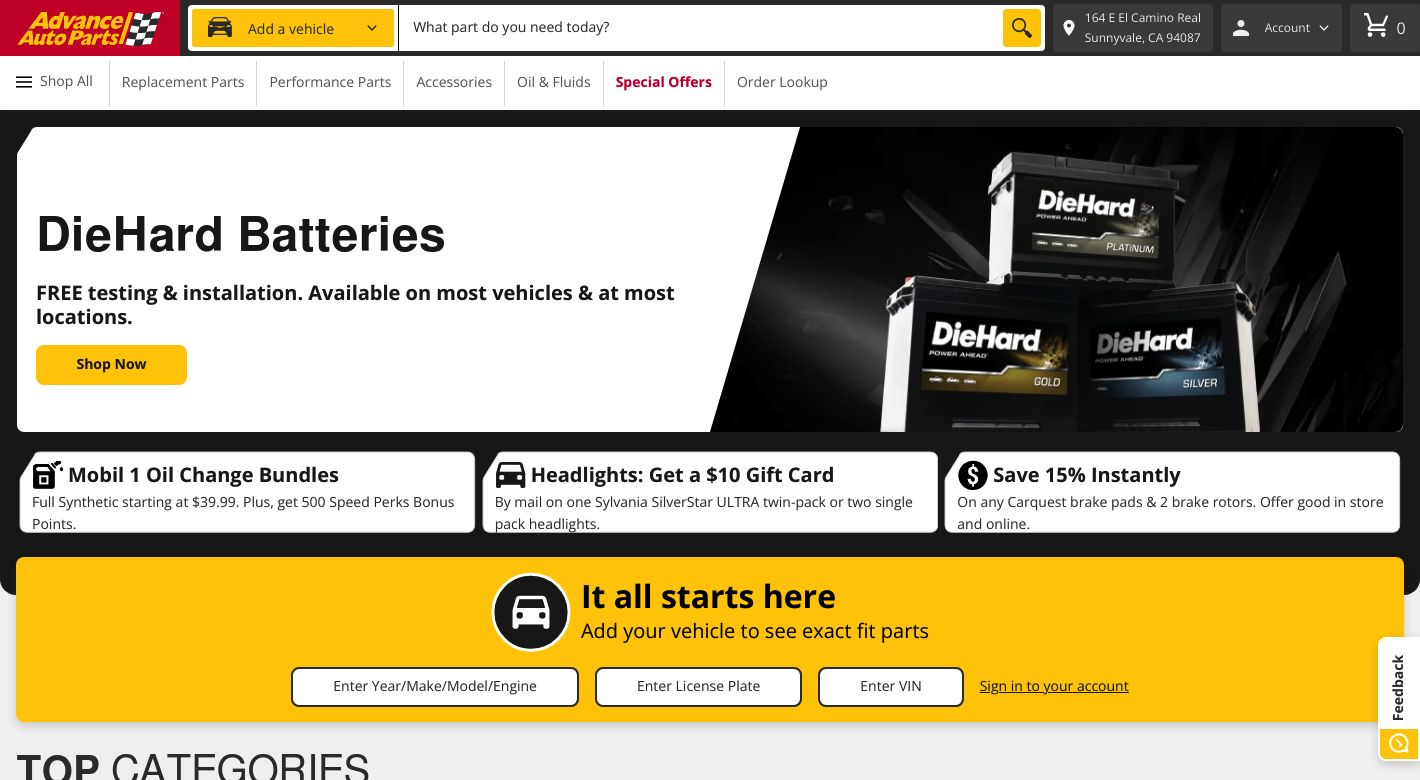 Advance Auto Parts Website