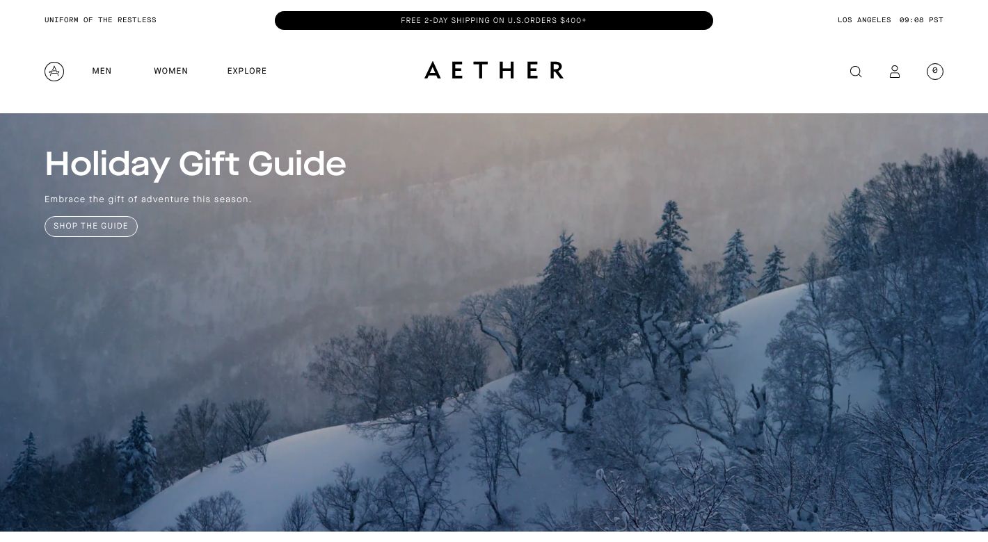 AETHER Apparel Website