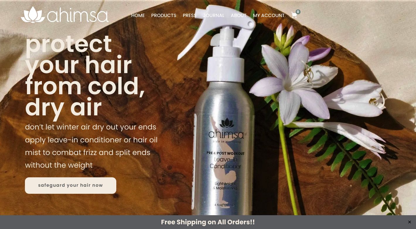 Ahimsa Haircare Website