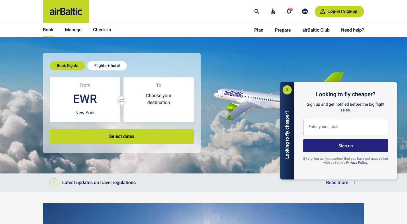 airBaltic Website