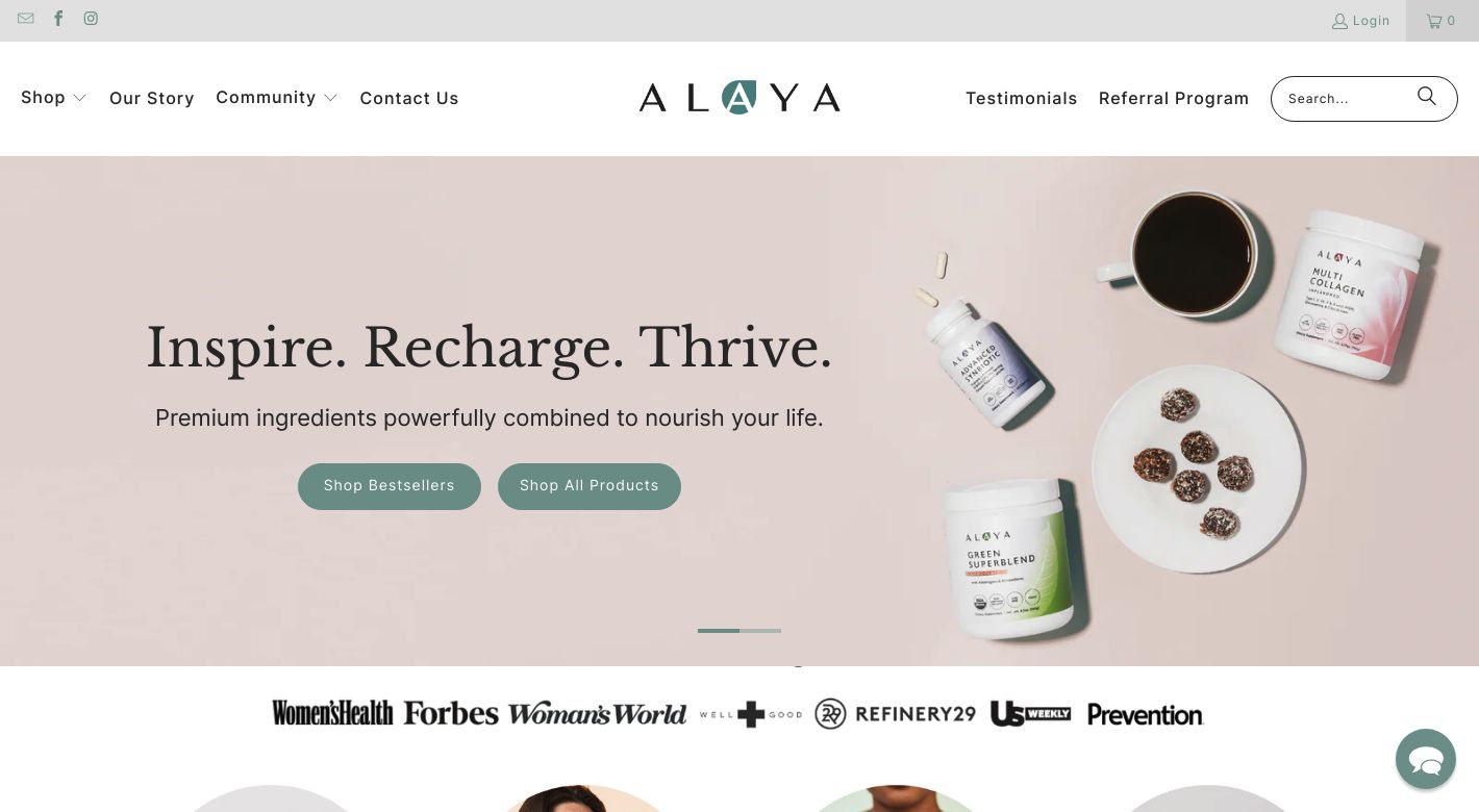 Alaya Naturals Website
