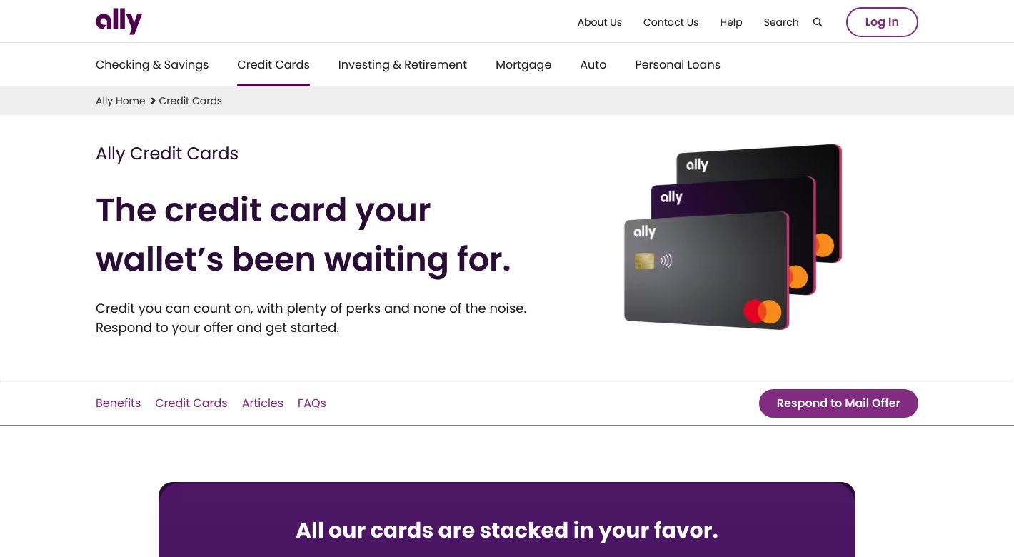 Ally Credit Cards Website