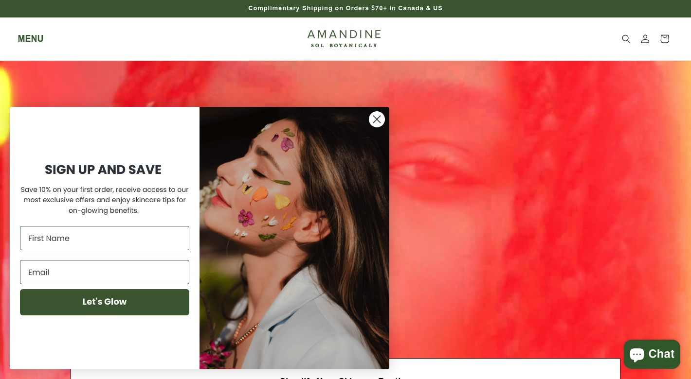 Amandine Sol Botanicals Website