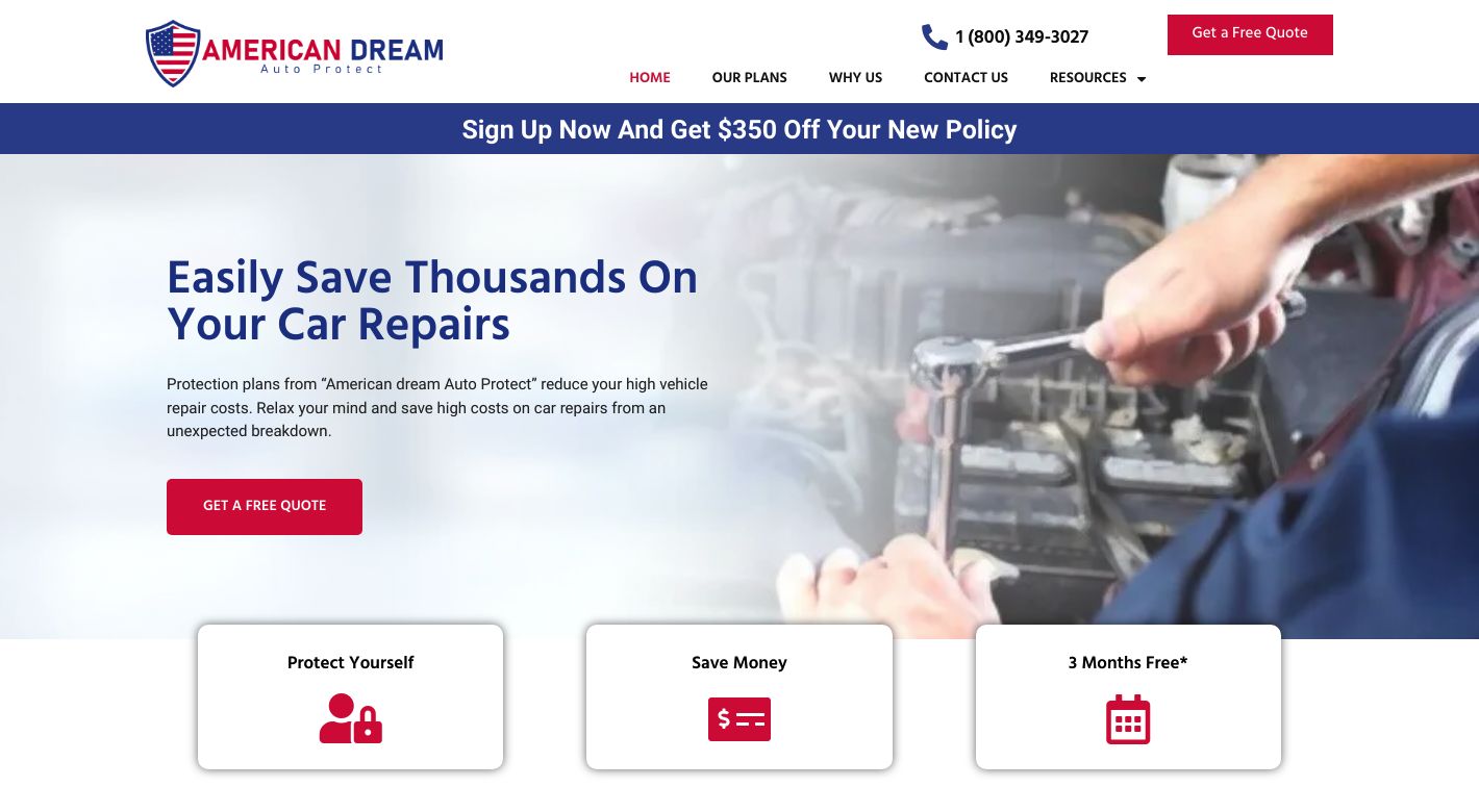 American Dream Auto Protect Website