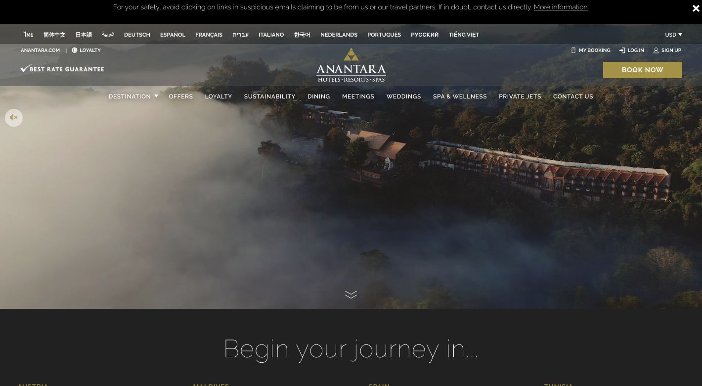 Anantara Resorts Website