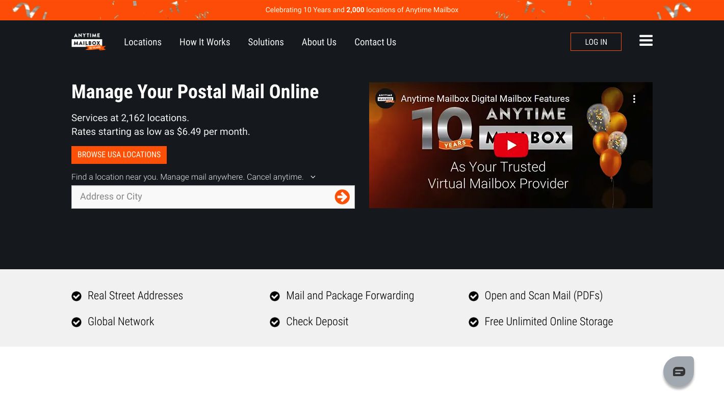 Anytime Mailbox Website