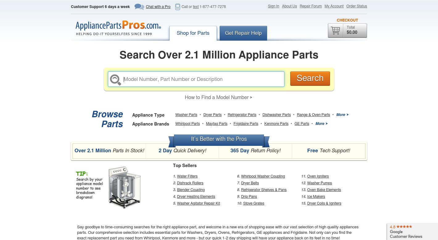 AppliancePartsPros.com Website