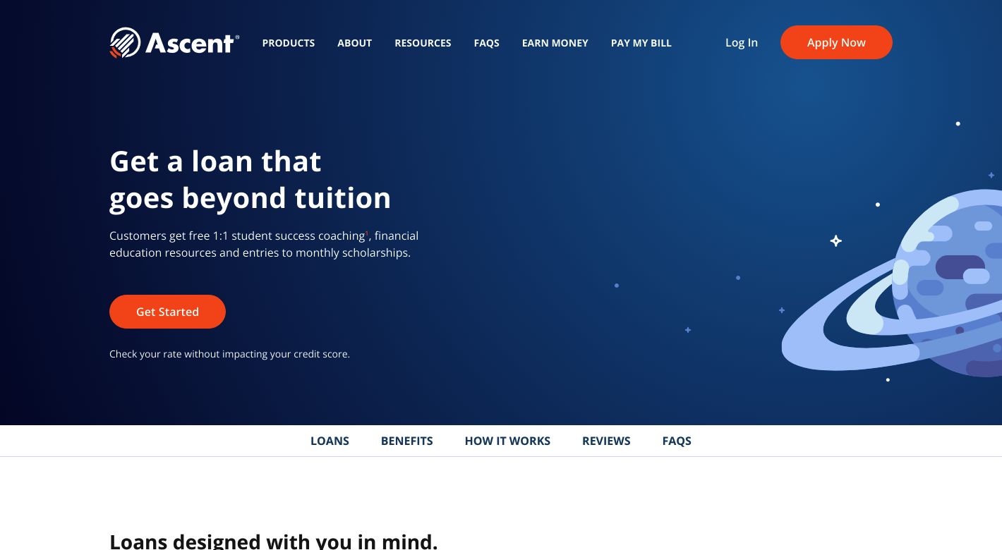 Ascent Student Loans Website