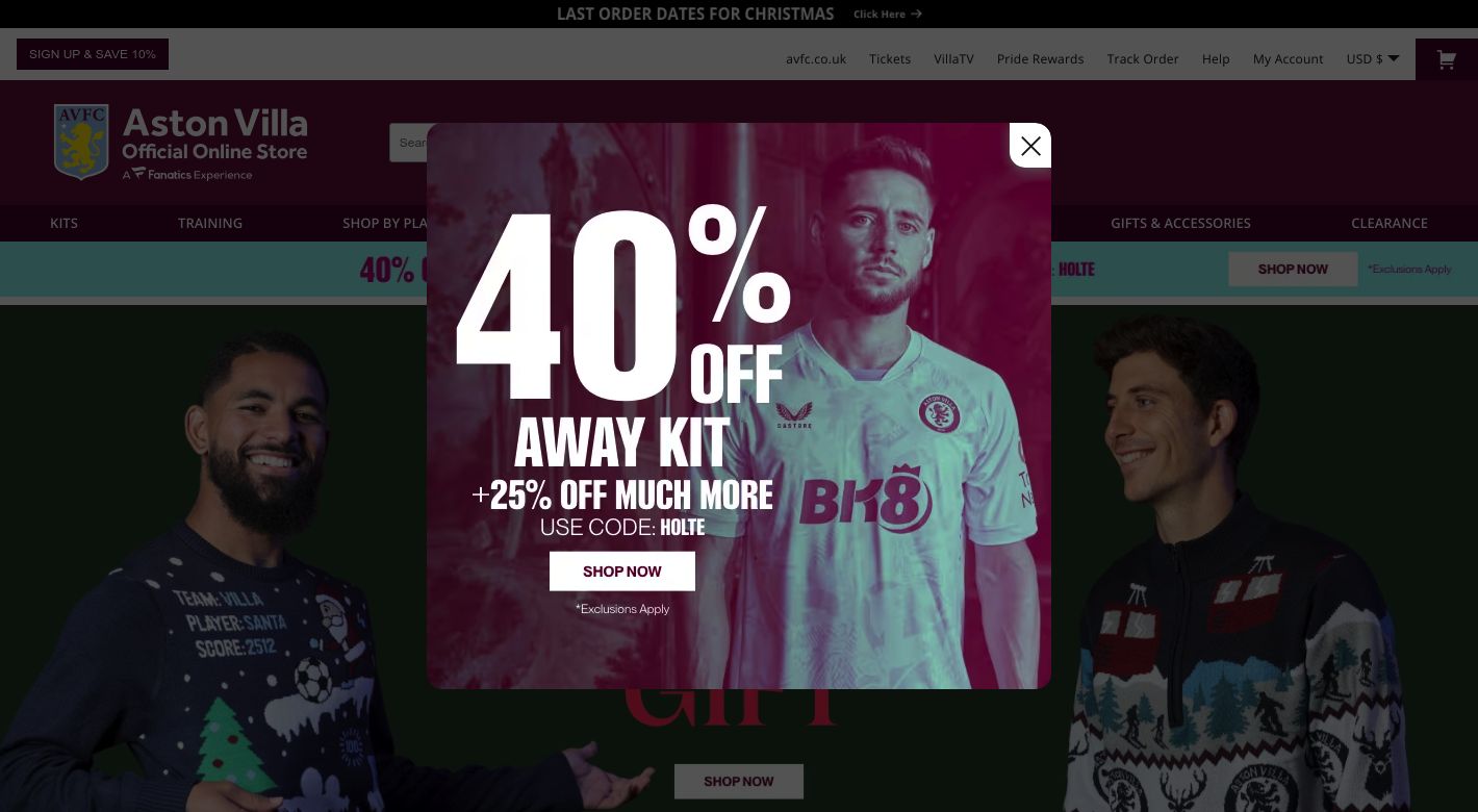 Aston Villa Store Website