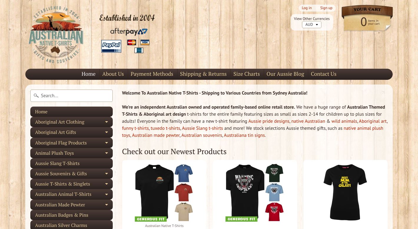 Australian Native T-Shirts Website