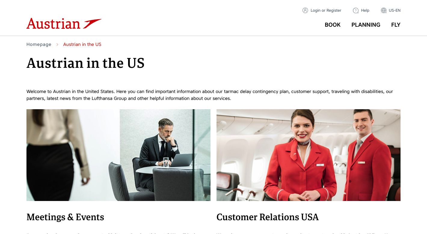 Austrian Airlines Website