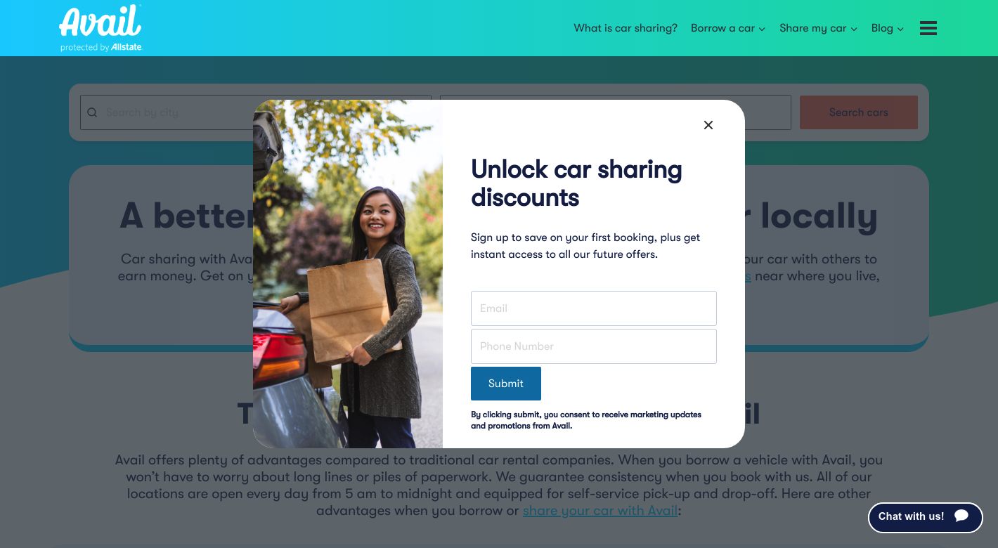 Avail Car Sharing Website