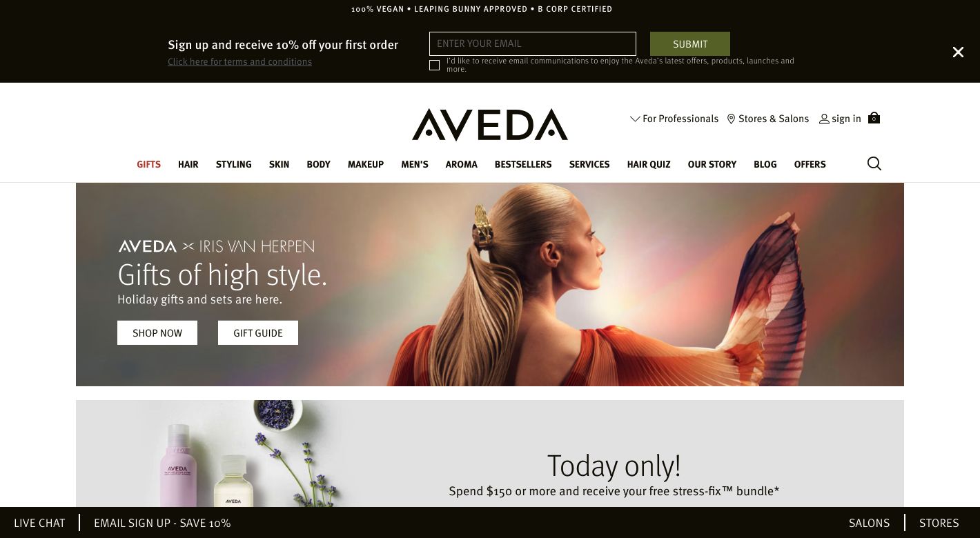 Aveda Website