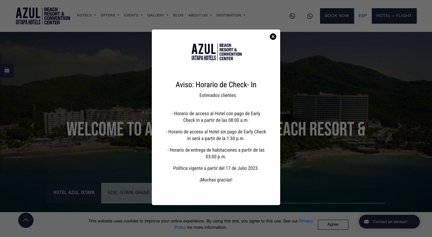 Azul Ixtapa Hotels Website
