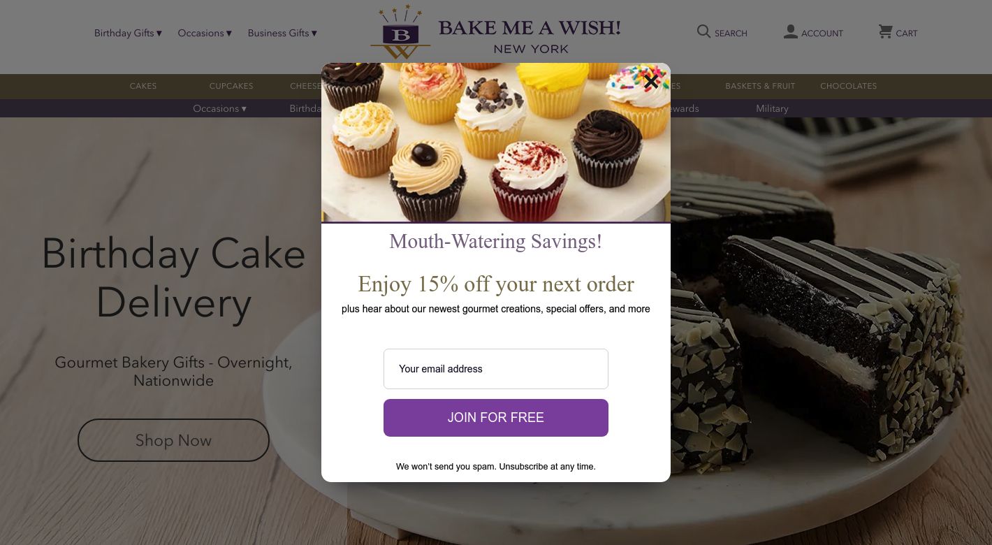 Bake Me  A Wish Website