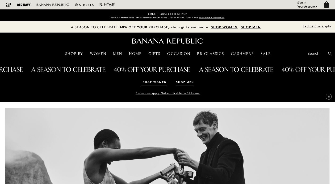 Banana Republic Website