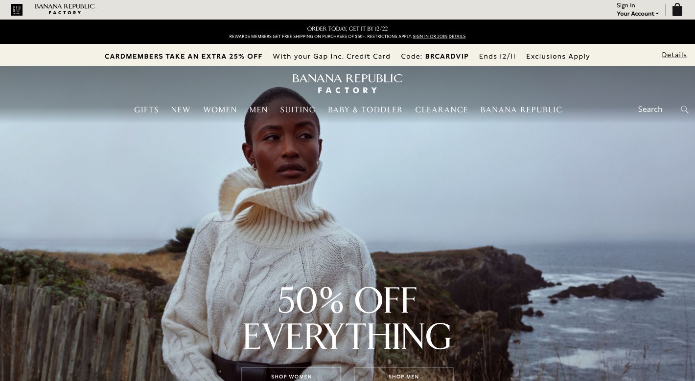 Banana Republic Factory Website