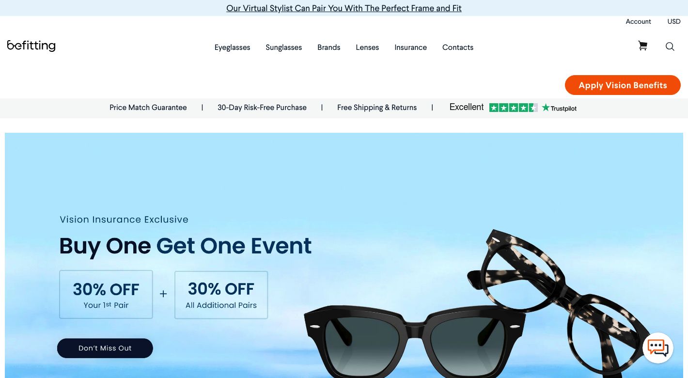 Befitting Eyewear Website