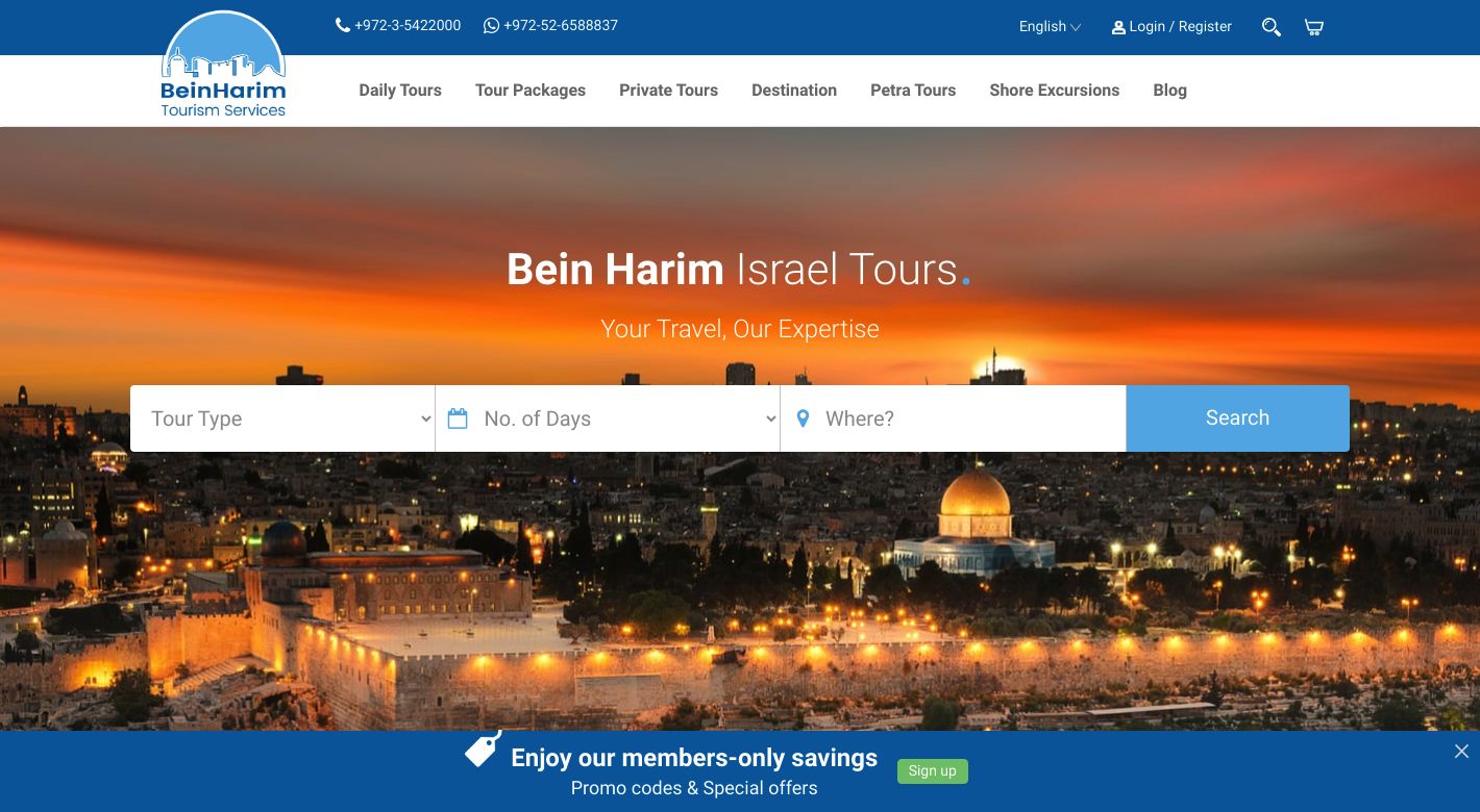 Bein Harim Tourism Services Website