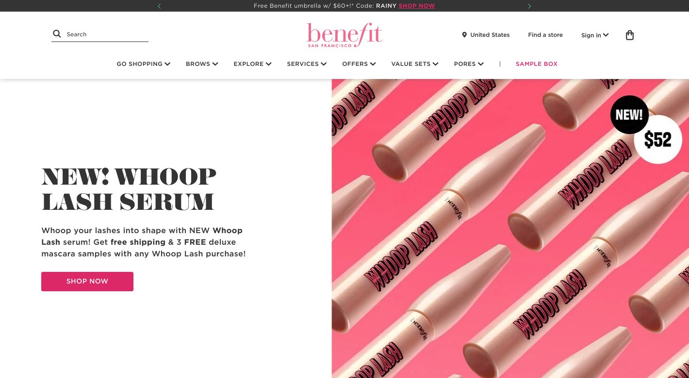 Benefit Cosmetics Website