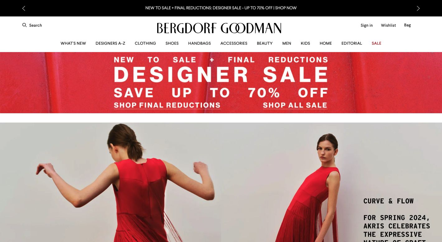 Bergdorf Goodman Website