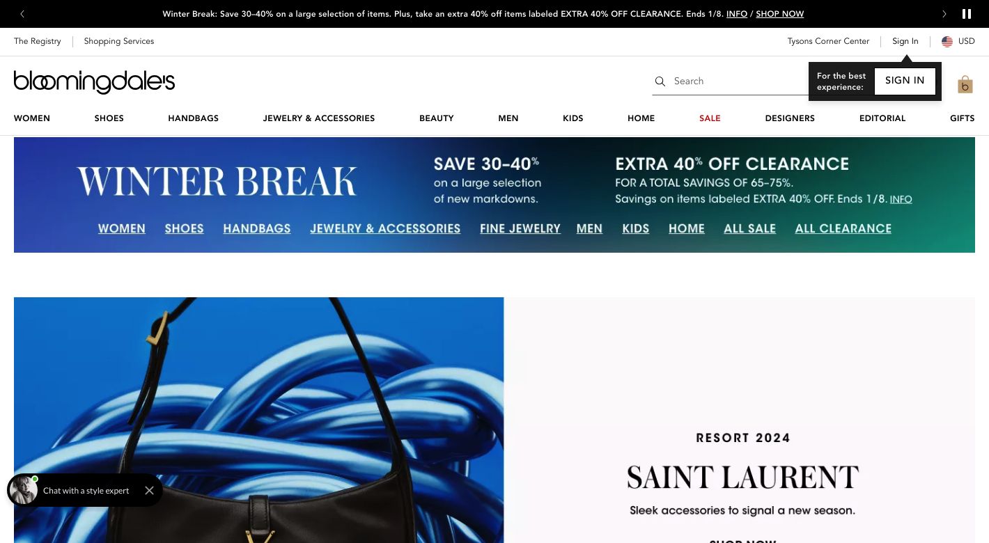 Bloomingdale's Website