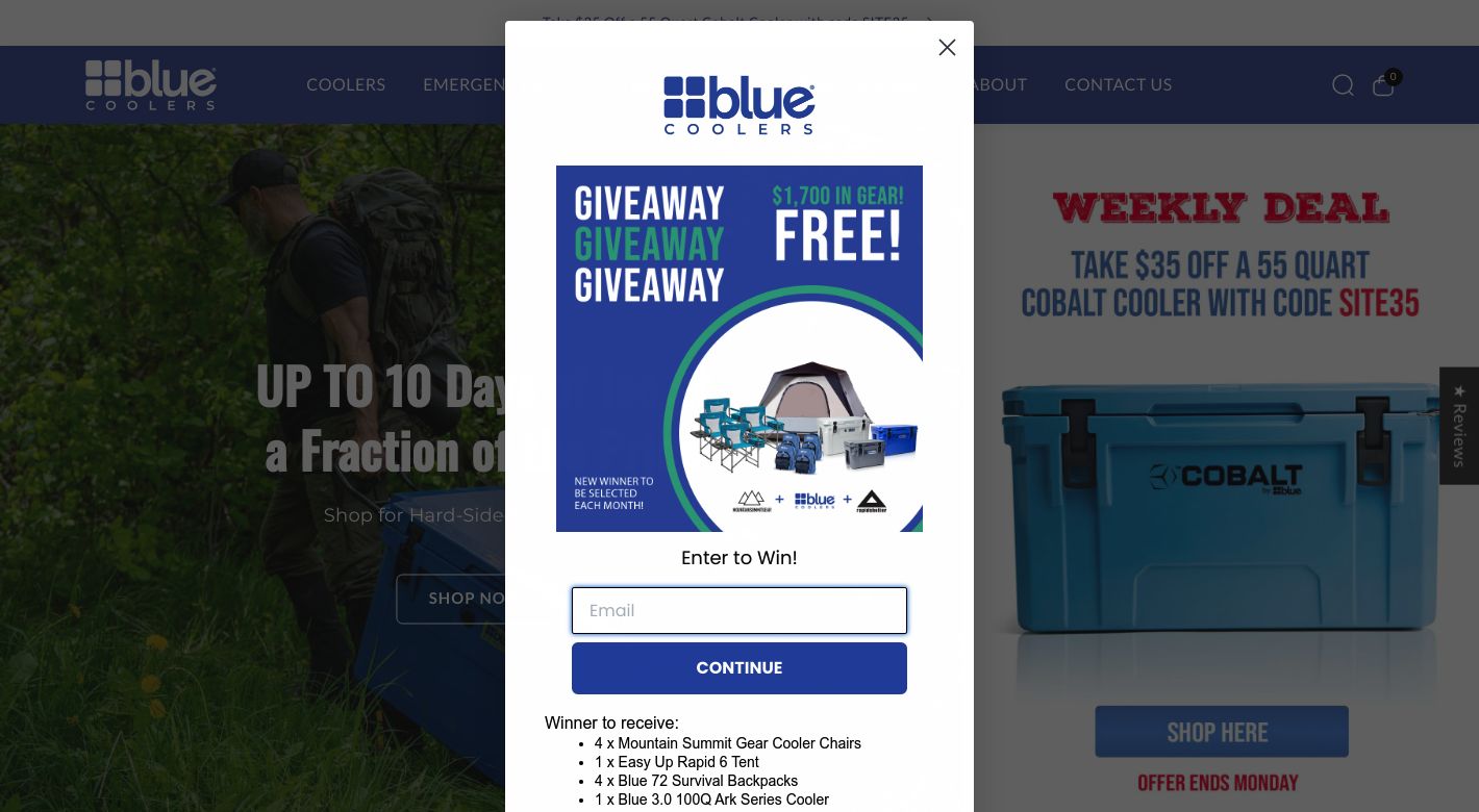 Blue Coolers Website