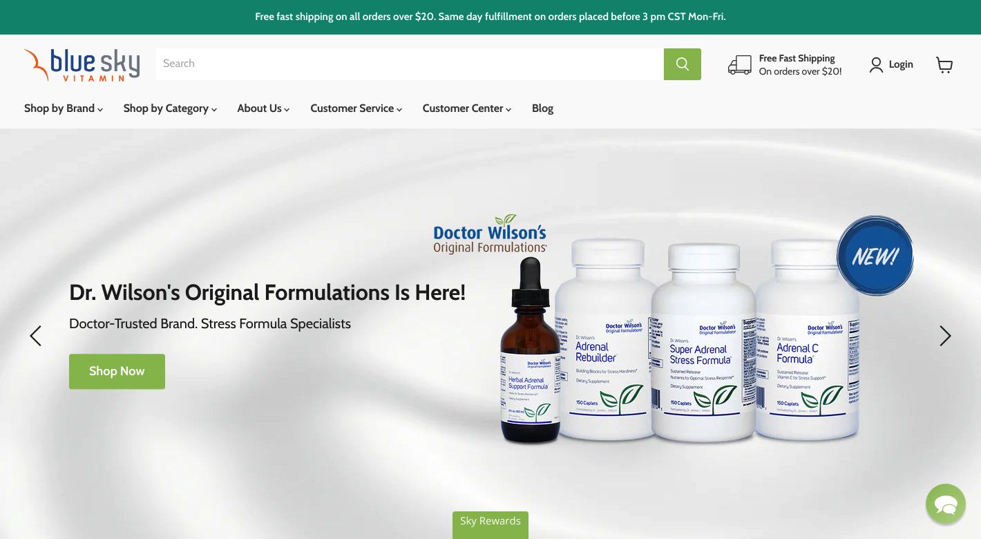 Blue Sky Vitamin Website