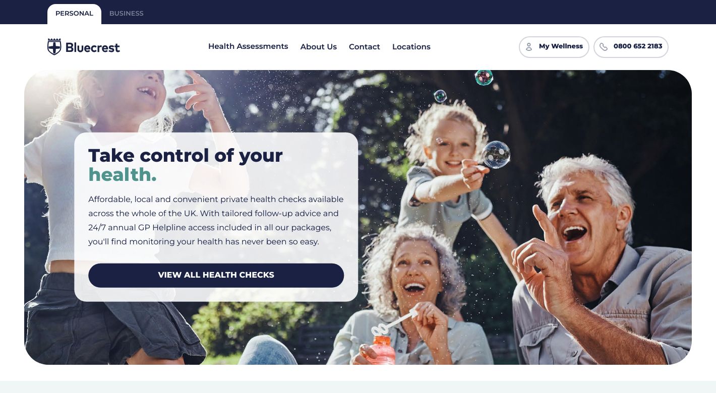 Bluecrest Health Screening Website