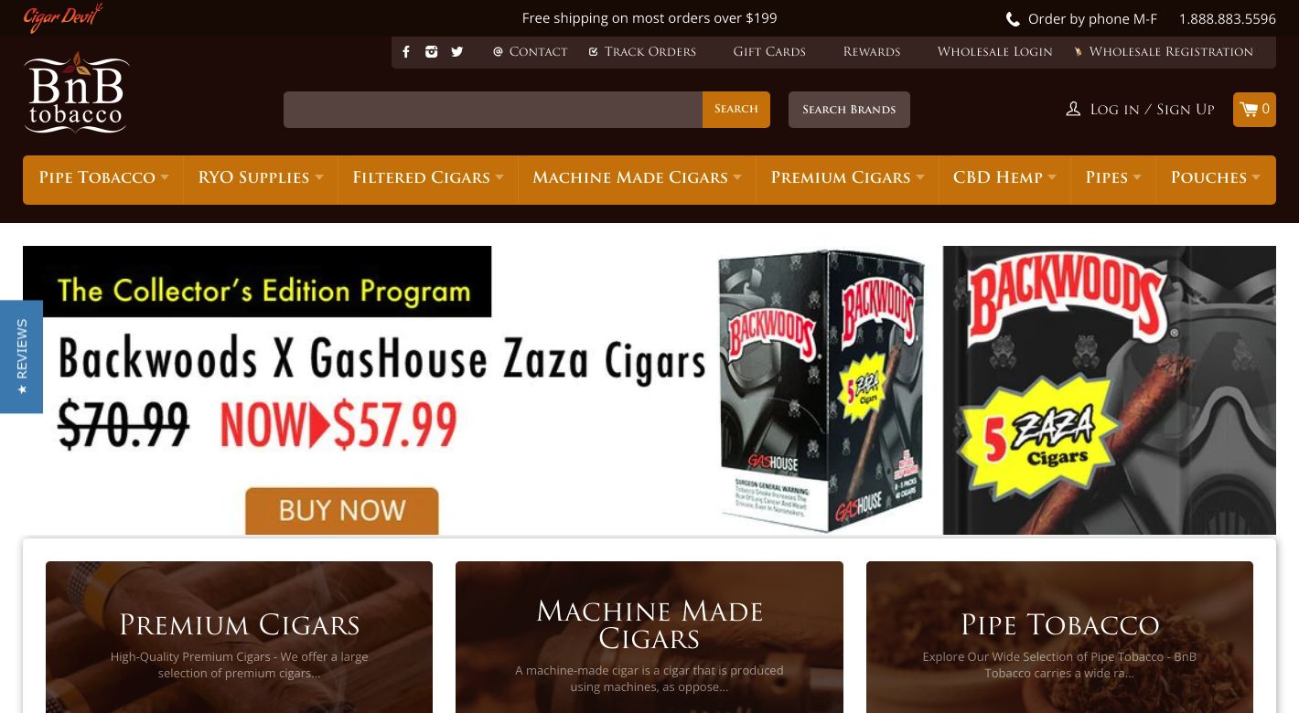 BnB Tobacco Website