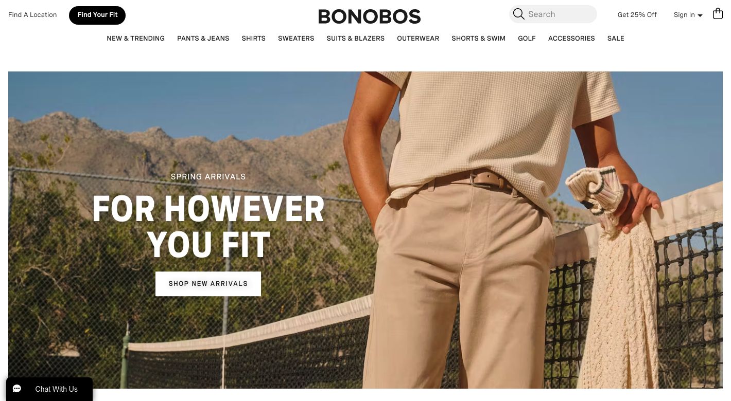 Bonobos eCommerce Performance Website