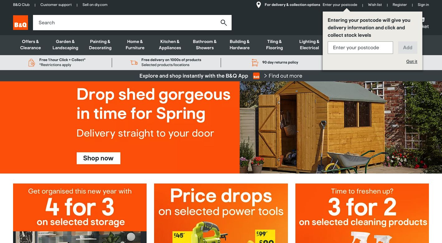 B&Q Website