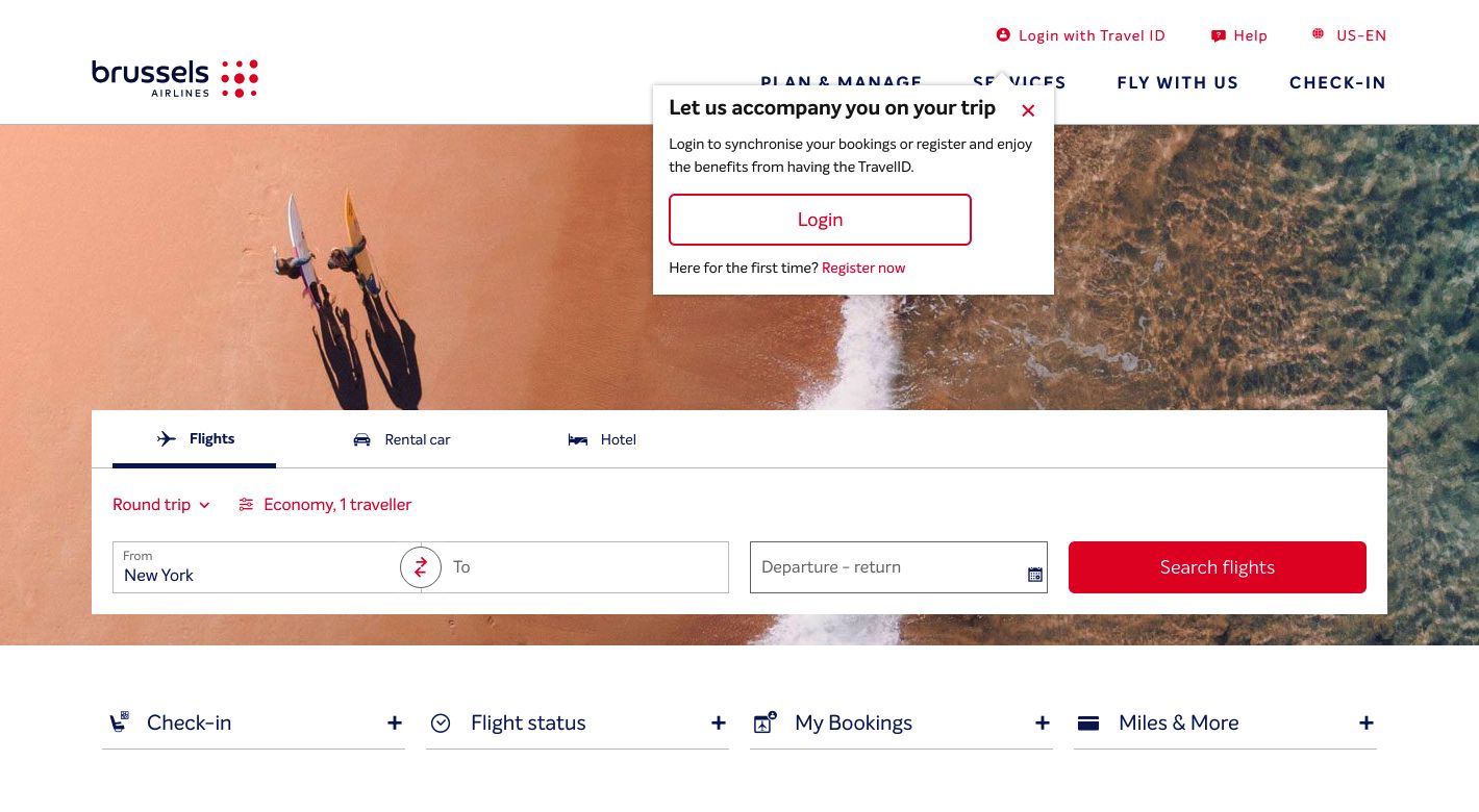 Brussels Airlines Website