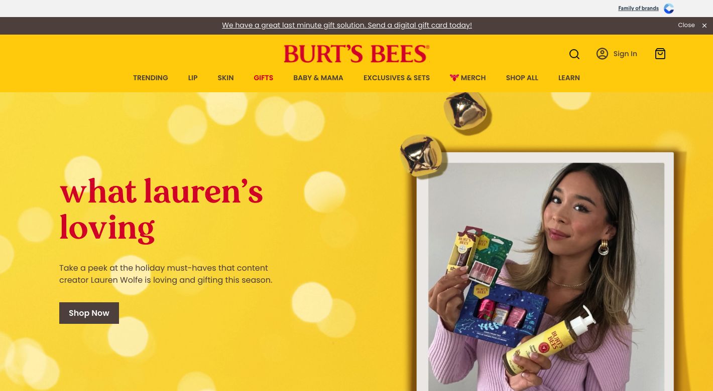 Burt's Bees Website