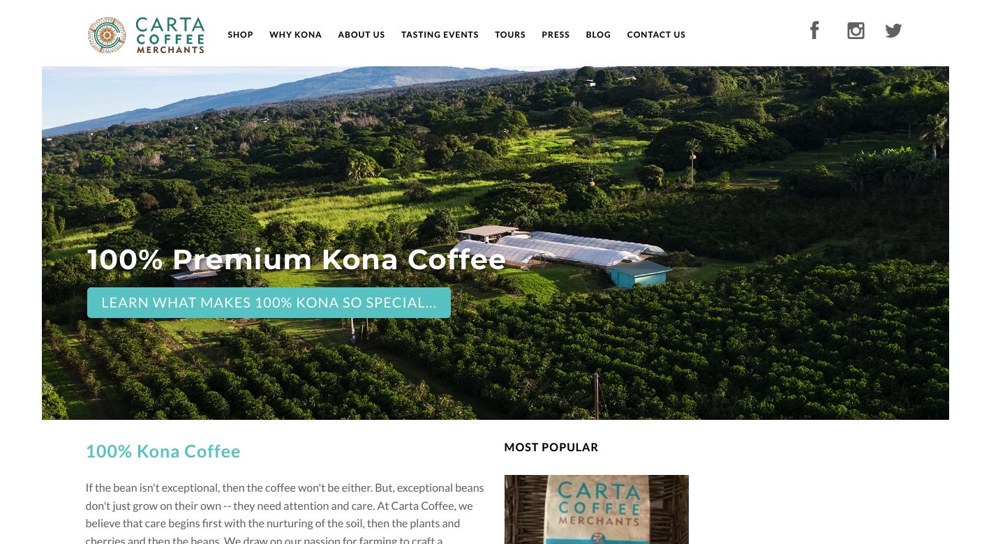 Carta Coffee Merchants Website