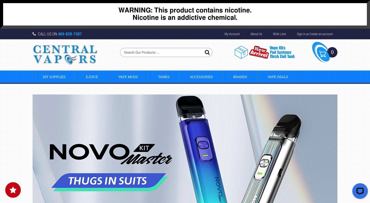 Central Vapors Website