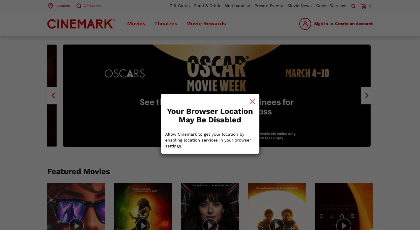 Cinemark Website