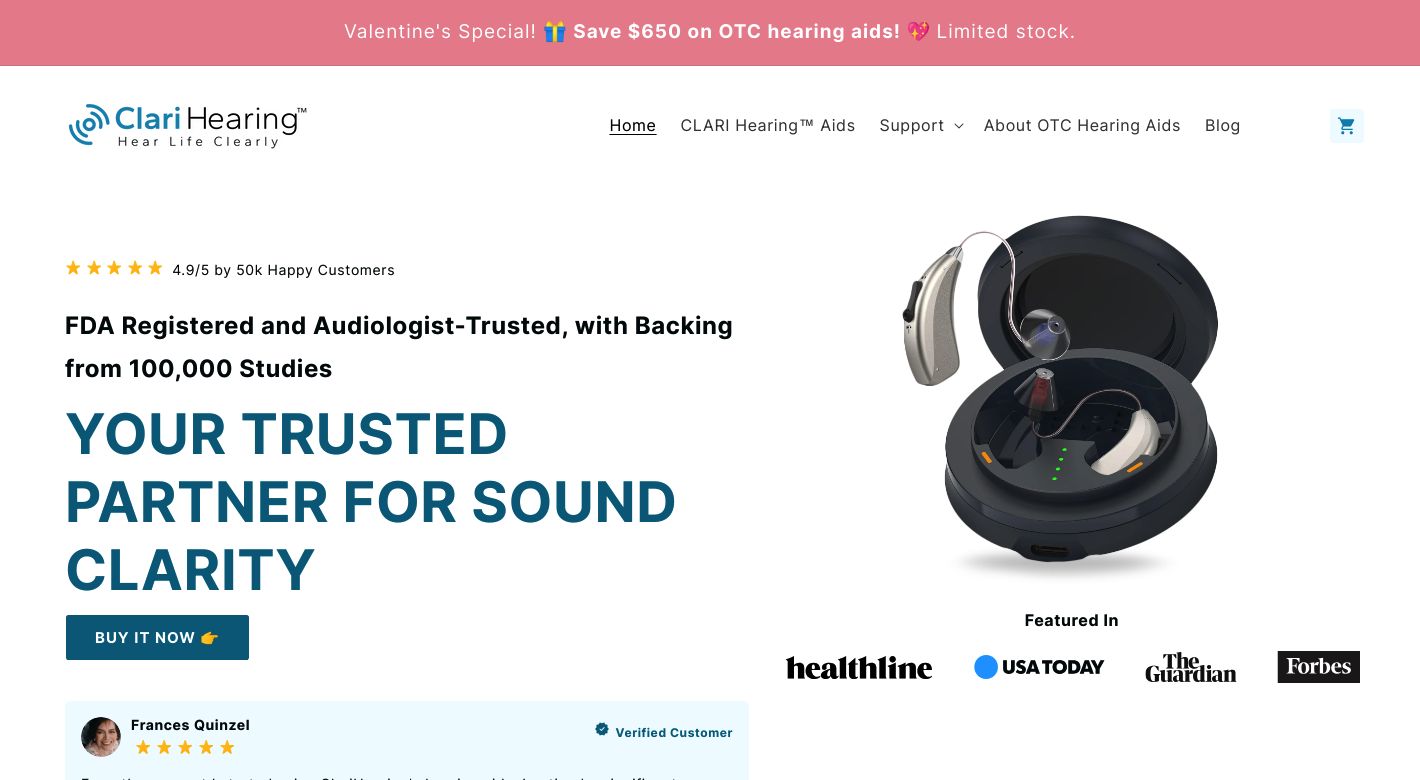 Clari Hearing Aids Website