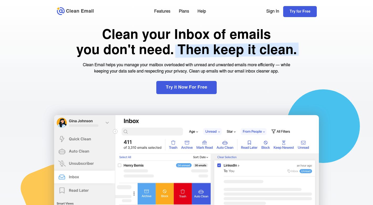 Clean Email Website