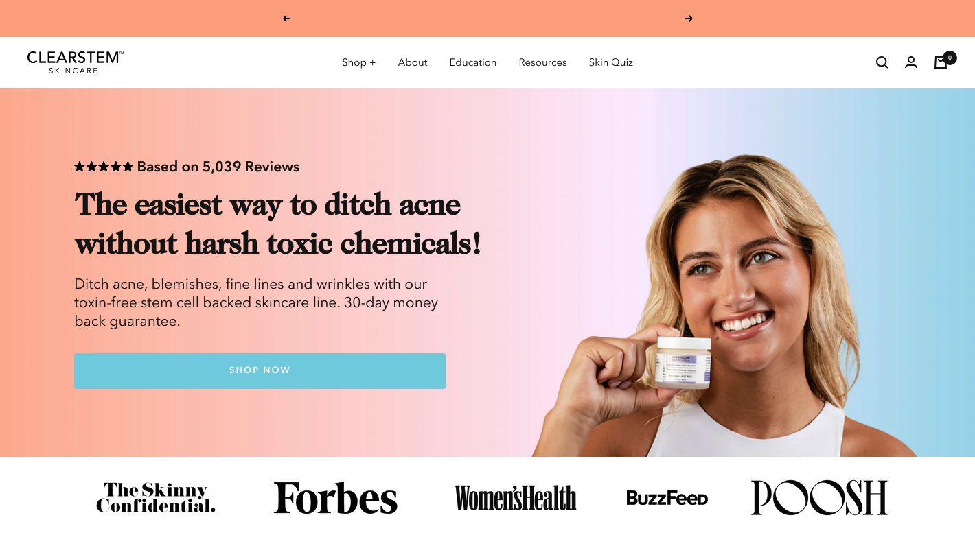 CLEARSTEM Skincare Website