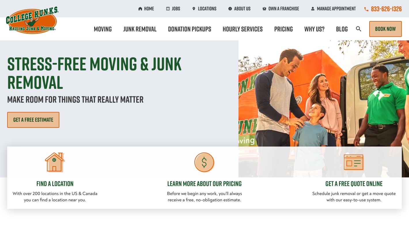College Hunks Hauling Junk & Moving Website