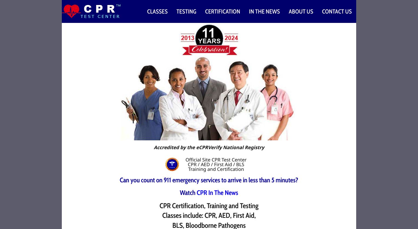 CPR Test Center Website