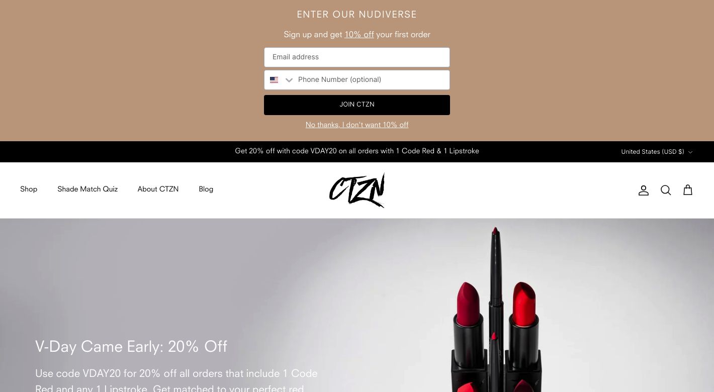 CTZN Cosmetics Website