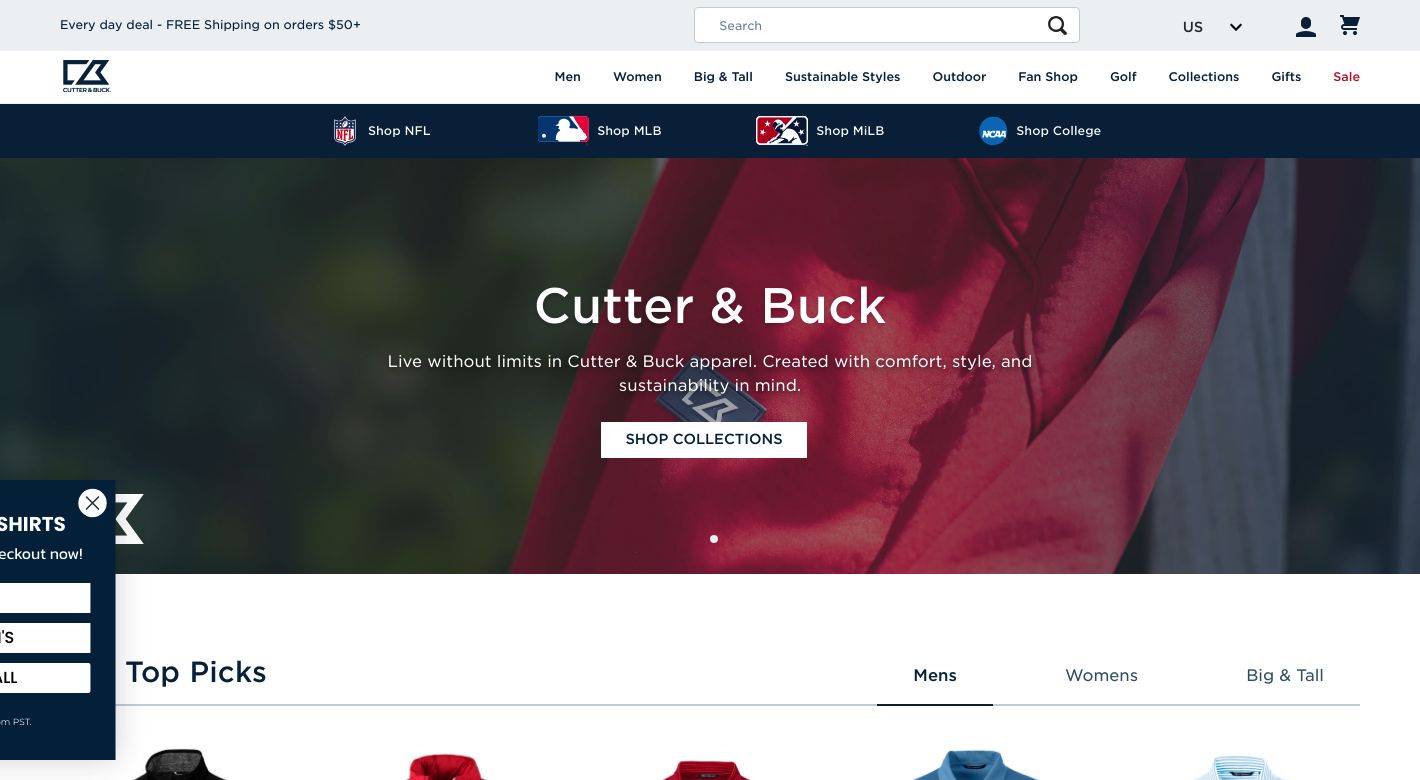 Cutter and Buck Website