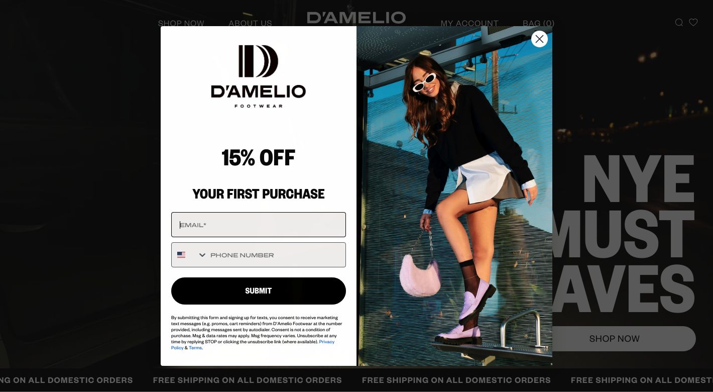 D'Amelio Footwear Website