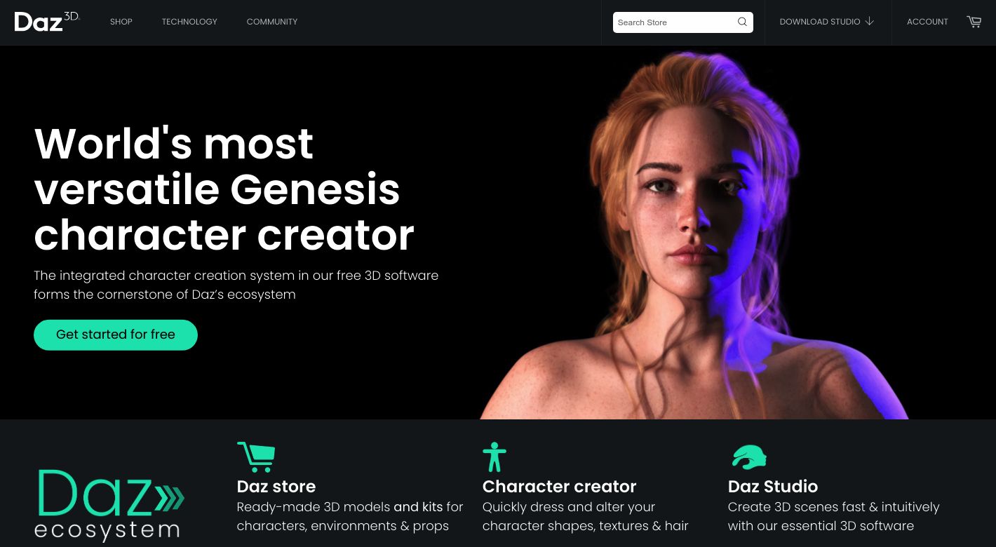 DAZ 3D Website